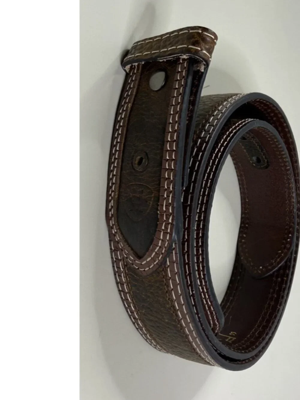 ARIAT Belt Sz 32 Leather Handcrafted Cowboy Dean Oliver Dark Brown-snap Missing